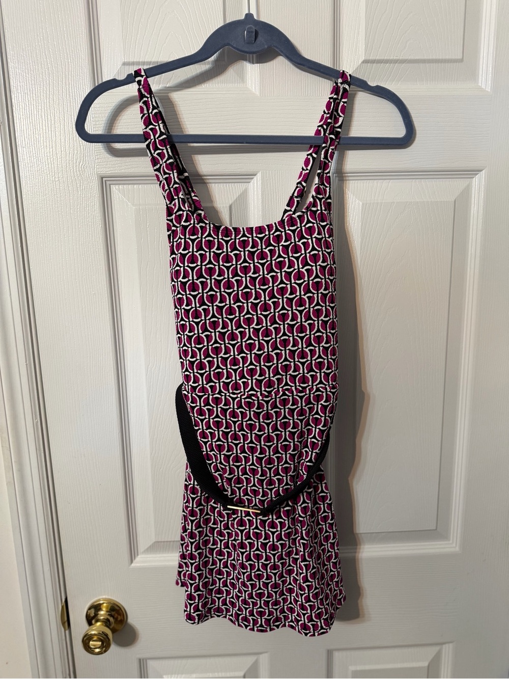 Lands' End Womens One-Piece Swimsuit Black and Pink Multi